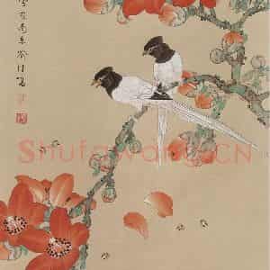 2004年 喻继高《岭南早春》国画花鸟工笔作品图片鉴赏
