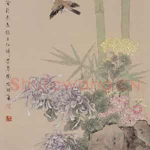 2000年 喻继高《清秋》国画花鸟工笔作品图片鉴赏