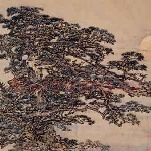 1977年 宗其香《旭日劲松》国画综合作品图片鉴赏
