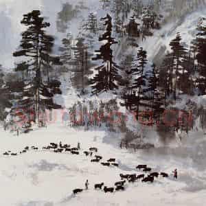 1977年 宗其香《高山放牧》国画综合作品图片鉴赏