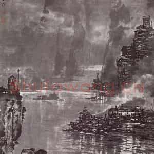 1985年 宗其香《山城之夜》国画山水作品图片鉴赏