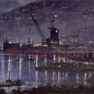 1955年 宗其香《重庆港之夜》国画综合作品图片鉴赏