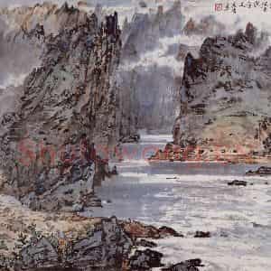 1959年 宗其香《金沙江绞车渡》国画山水作品图片鉴赏