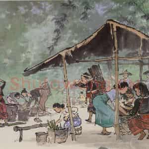 1959年 宗其香《姐勒寨赶街》国画综合作品图片鉴赏