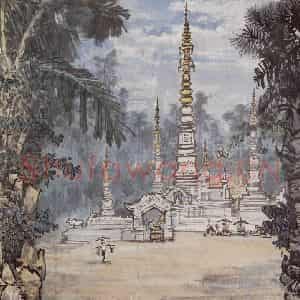 1959年 宗其香《寺前小集》国画综合作品图片鉴赏