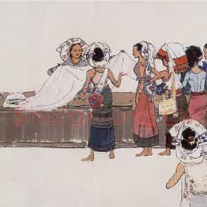 1959年 宗其香《买花布》国画综合作品图片鉴赏