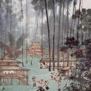 1961年 宗其香《橄榄坝小学》国画综合作品图片鉴赏