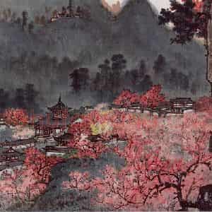 1961年 宗其香《丽江文笔峰翠谷》国画综合作品图片鉴赏