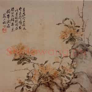 张崇光《花卉图斗方》国画花鸟工笔作品图片鉴赏