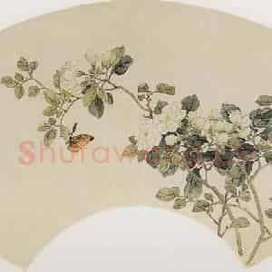 容祖椿《茉莉花图扇面》国画花鸟写意作品图片鉴赏
