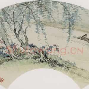 李凤公等《山水图扇面》国画山水写意作品图片鉴赏