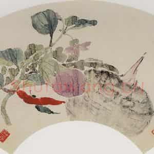 李凤公等《蔬果图扇面》国画花鸟写意作品图片鉴赏