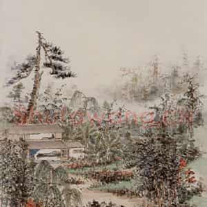 卢子枢《颂斋著书图轴》国画山水写意作品图片鉴赏