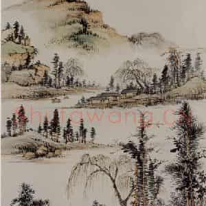 卢子枢《隔溪山色图轴》国画山水写意作品图片鉴赏
