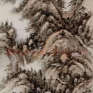 卢子枢《写黄子久诗意图轴》国画山水写意作品图片鉴赏