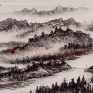 黄般若《新安江图横幅》国画山水写意作品图片鉴赏