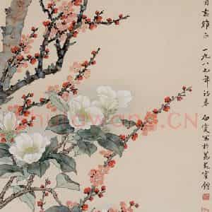 邓白《梅花图轴》国画花鸟工笔作品图片鉴赏