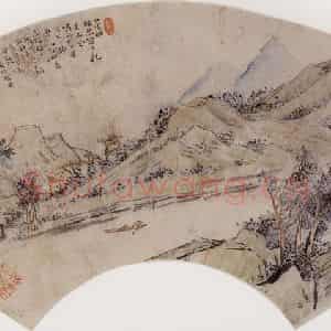 杨丙垚《山水图扇面》国画山水写意作品图片鉴赏