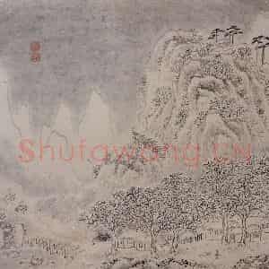 范熙祥《山村行旅图册页》国画山水写意作品图片鉴赏