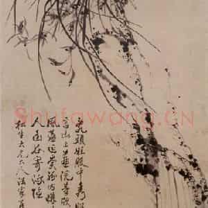 张嘉谟《兰石图轴》国画花鸟写意作品图片鉴赏