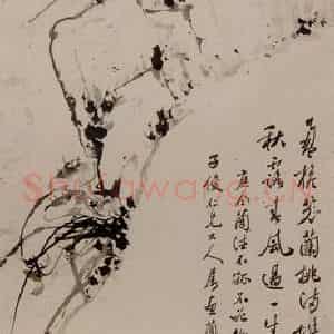 张嘉谟《兰石图轴》国画花鸟写意作品图片鉴赏