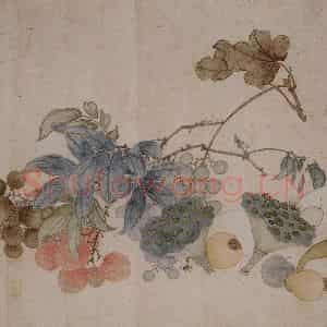 张嘉谟《花卉蔬果图册页》国画花鸟写意作品图片鉴赏