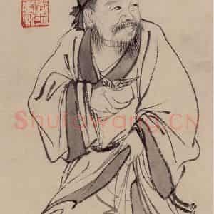 约20世纪50年代 陆俨少《东方朔》国画人物作品图片鉴赏