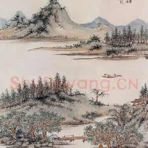 约1939年 陆俨少《拟古册》国画山水作品图片鉴赏