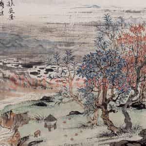 1957年 陆俨少《杜甫诗意册》国画山水作品图片鉴赏