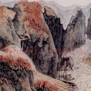 1957年 陆俨少《杜甫诗意册》国画山水作品图片鉴赏