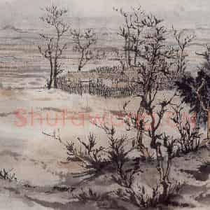 1957年 陆俨少《杜甫诗意册》国画山水作品图片鉴赏