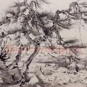 1957年 陆俨少《杜甫诗意册》国画山水作品图片鉴赏