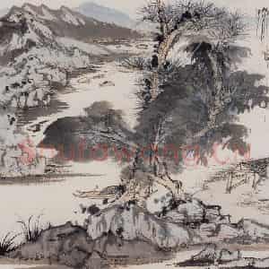 约1957年 陆俨少《杜甫诗意册》国画山水作品图片鉴赏