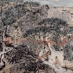 约1957年 陆俨少《杜甫诗意册》国画山水作品图片鉴赏