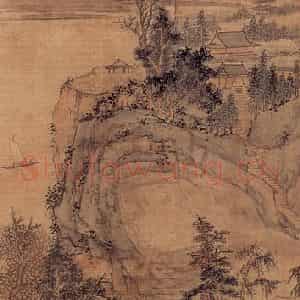 1942年 陆俨少《幽人独钓》国画山水作品图片鉴赏