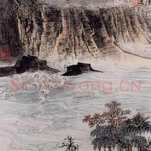 1959年 陆俨少《杜甫诗意图百开册》国画山水作品图片鉴赏