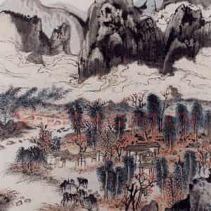 1959年 陆俨少《杜甫诗意图百开册》国画山水作品图片鉴赏