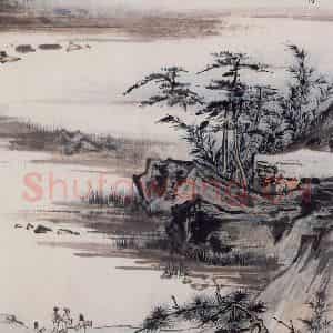 1959年 陆俨少《杜甫诗意图百开册》国画山水作品图片鉴赏