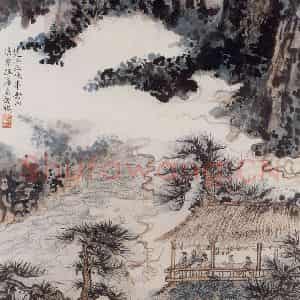 1959年 陆俨少《杜甫诗意图百开册》国画山水作品图片鉴赏