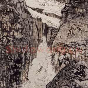 1962年 陆俨少《杜甫诗意图百开册》国画山水作品图片鉴赏