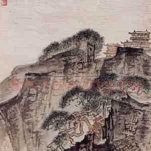 1962年 陆俨少《杜甫诗意图百开册》国画山水作品图片鉴赏