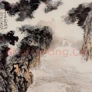 1962年 陆俨少《杜甫诗意图百开册》国画山水作品图片鉴赏