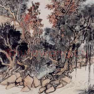 1962年 陆俨少《杜甫诗意图百开册》国画山水作品图片鉴赏