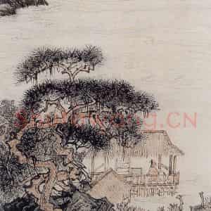 1962年 陆俨少《杜甫诗意图百开册》国画山水作品图片鉴赏