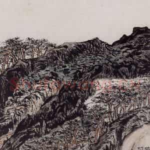 1962年 陆俨少《杜甫诗意图百开册》国画山水作品图片鉴赏