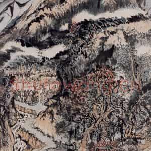 1962年 陆俨少《杜甫诗意图百开册》国画山水作品图片鉴赏