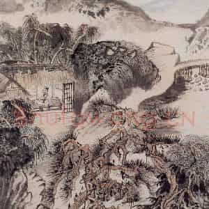 1962年 陆俨少《杜甫诗意图百开册》国画山水作品图片鉴赏