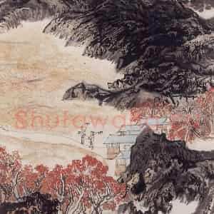 1962年 陆俨少《杜甫诗意图百开册》国画山水作品图片鉴赏