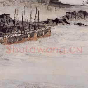 1962年 陆俨少《杜甫诗意图百开册》国画山水作品图片鉴赏