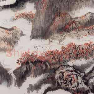 1962年 陆俨少《杜甫诗意图百开册》国画山水作品图片鉴赏
